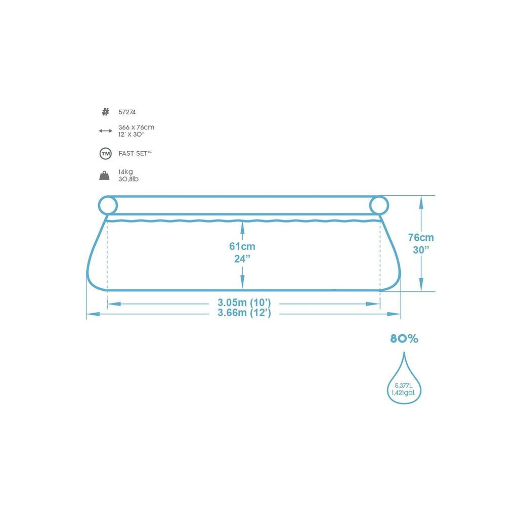 Fast Set Pool 366x76 cm mit Pumpe