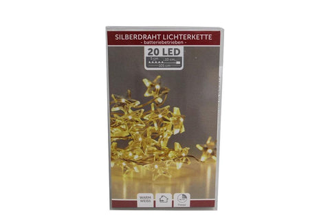 Lichterkette Draht 20er Stern mit Timer