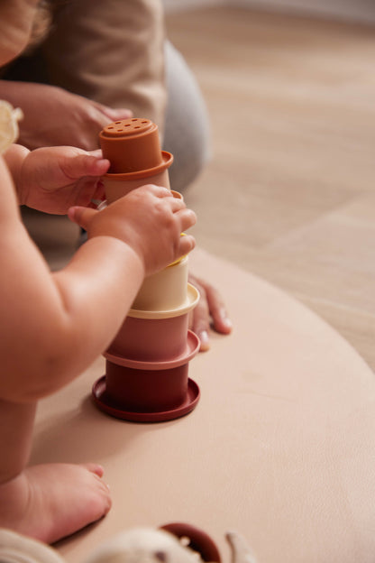 FILIBABBA - Silikon Stapelkoppar Rosa - Roligt & Lärande för Spädbarn 🌟