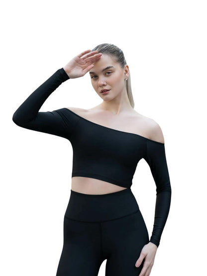 Comfortlux - Top Noir Off-Shoulder - Élégance en Mouvement ✨🖤
