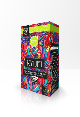 KYUFI – Sukkerfri Instant Mint Sort Te | 15 Stænger • Berber-inspireret • Daglig Metabolisme Støtte 🍃