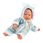 Babypuppe mit Overall blau 32cm