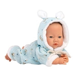 Babypuppe mit Overall blau 32cm