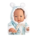 Babypuppe mit Overall blau 32cm