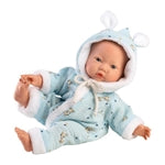 Babypuppe mit Overall blau 32cm