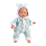 Babypuppe mit Overall blau 32cm