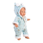 Babypuppe mit Overall blau 32cm