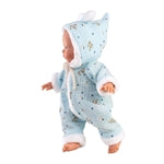 Babypuppe mit Overall blau 32cm