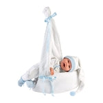 Babypuppe mit Hängewiege blau 42cm