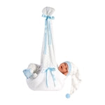 Babypuppe mit Hängewiege blau 42cm