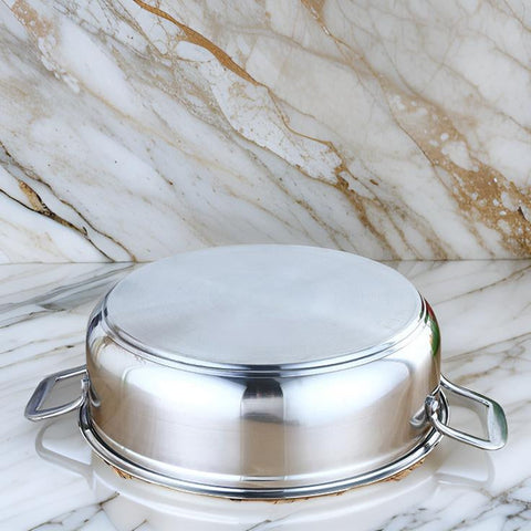 Edelstahl Flacher Bräter 40 cm – 16,3 L, Induktion, Mit Deckel-CF-0040SH