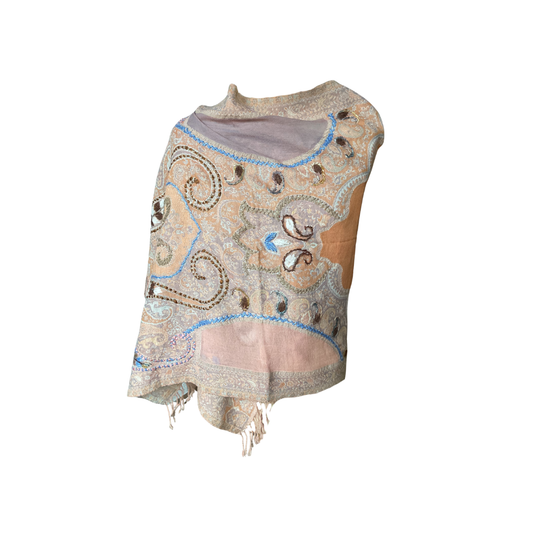 AISHITERU - Lysandra Embroidered Wool Shawl - Desert Bloom Elegance ✨🧣