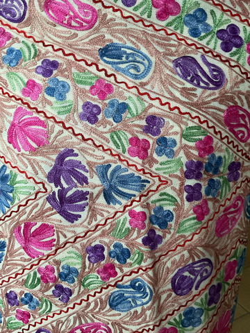AISHITERU - Florenza Embroidered Wool Shawl - Vibrant Floral Craft ✨🧵