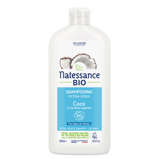 🌴 Natessance® Extra-Gentle Shampoo with Organic Coconut Oil - 500ml 🌴