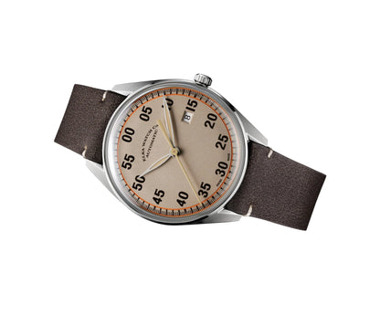  Montre Elka - Bracelet en cuir "Vintage" à tranche coupée ⌚X02-0802