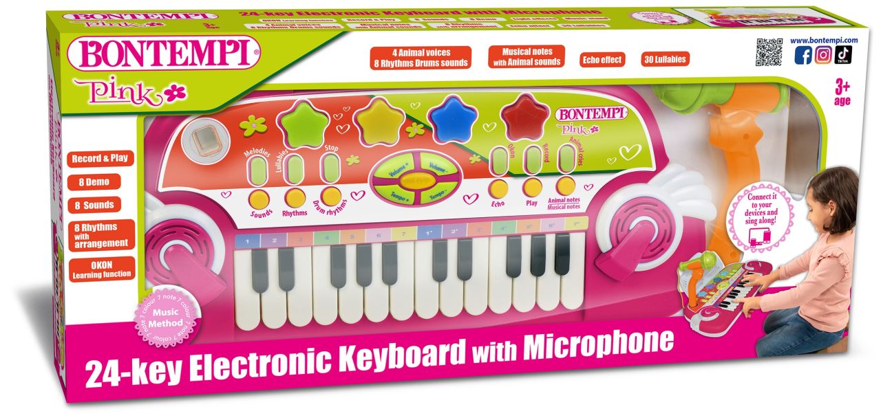 Elektronik-Keyboard mit 24 Tasten pink