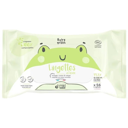 MKL GREEN NATURE - Lingettes Bébés Eau Verte (56 lingettes) - Nettoyage Doux pour Votre Petit 🌱💧