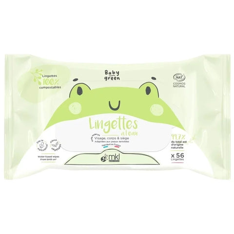 MKL GREEN NATURE - Lingettes Bébés Eau Verte (56 lingettes) - Nettoyage Doux pour Votre Petit 🌱💧