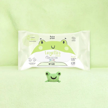 MKL GREEN NATURE - Lingettes Bébés Eau Verte (56 lingettes) - Nettoyage Doux pour Votre Petit 🌱💧