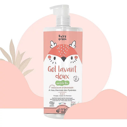 MKL GREEN NATURE - Gel de Banho Suave para Bebés com Flor de Laranjeira (1L) - Refresque e Mime o Seu Pequeno! 🍊🛁