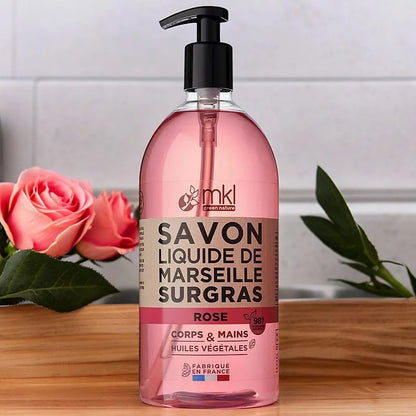 MKL GREEN NATURE - Savon Liquide de Marseille Rose (1L) - Pure Élégance pour Votre Peau 🌹🧴✨