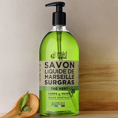 MKL GREEN NATURE - Savon Liquide de Marseille au Thé Vert Réconfortant et à l'Huile d'Argan (1L) - Propreté Naturelle Vous Attend 🌿✨