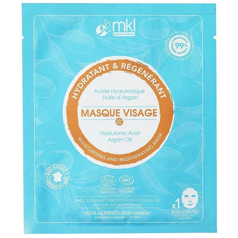 MKL GREEN NATURE - Masque Hydratant & Régénérant pour le Visage avec Acide Hyaluronique & Huile d'Argan Bio (1 pièce) - Revitalizez votre peau ! 💧🌟