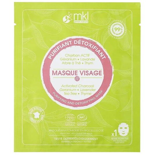 MKL GREEN NATURE - Máscara Facial Purificante con Carbón Activado (1 pieza) - Refresca y Revitaliza tu piel 🌱✨