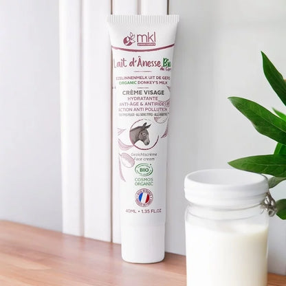 MKL GREEN NATURE - Crème Visage à la Lait de Âne Bio Éclat Radieux (40ml) - Nourrissez Votre Peau Naturellement 🌿✨