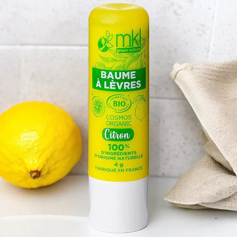 MKL GREEN NATURE - Baume à lèvres au citron biologique (4g) - Nourrissez et protégez vos lèvres ! 🍋💄