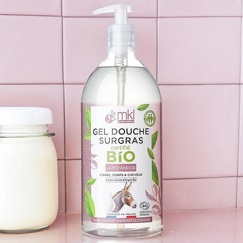 MKL GREEN NATURE - Gel Douche Au Lait D'Ânesse Bio (1L) - Hydratation Luxueuse De La Peau 🧴✨