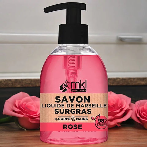 MKL GREEN NATURE - Savon Liquide de Marseille à la Rose (300ml) - Nettoyage Luxueux avec Nature🍃✨