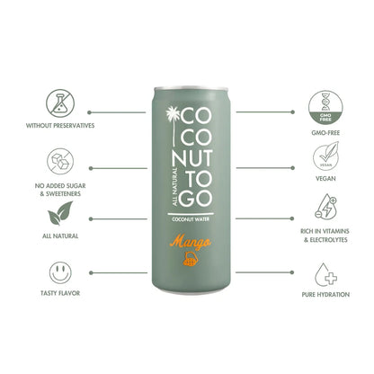 Cocco da portare - Acqua di cocco al mango - Pura rinfrescante tropicale 🥥🥭