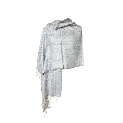 AISHITERU - Zafira Silk Shawl - Silver Whisper Elegance ✨💎