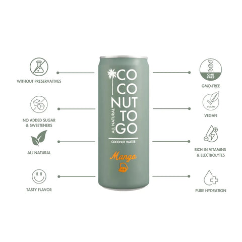 Cocco da portare - Acqua di cocco al mango - Pura rinfrescante tropicale 🥥🥭