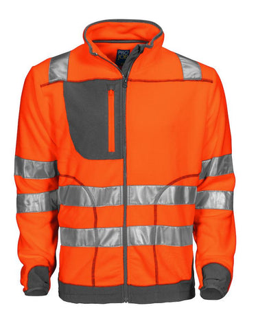 Projob Herren Arbeitssicherheits Jacke aus Polarfleece mit Softshell Elementen und ISO 20471 KLASSE 3/2 Zertifizierung
