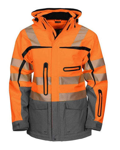 Projob Herren Wind- und Wasserdichte 3-Lagen-Jacke mit Warnschutz Elementen