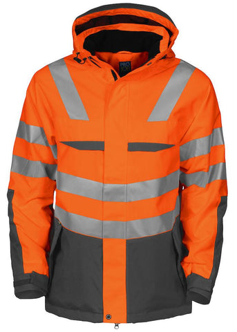 Projob Herren Warnschutz Jacke Wattiert mit Kapuze und EN ISO 20471 Klasse 3