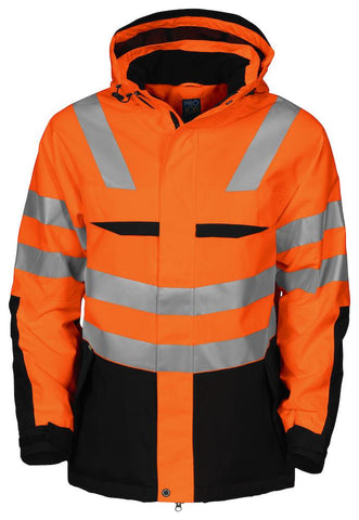 Projob Herren Warnschutz Jacke Wattiert mit Kapuze und EN ISO 20471 Klasse 3
