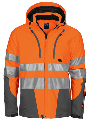 Projob Herren Warnschutz Jacke, 3-lagig aus Softshell, EN ISO 20471 Klasse 3/2