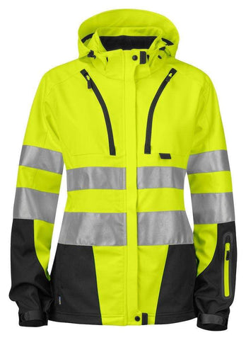 Projob Damen Warnschutzjacke Aus Funktionellem Softshell, EN ISO 20471 Klasse 3/2
