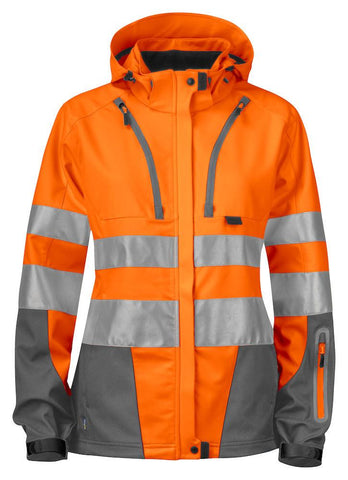 Projob Damen Warnschutzjacke Aus Funktionellem Softshell, EN ISO 20471 Klasse 3/2