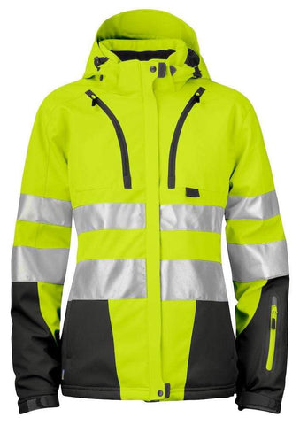 Projob DAMEN Warnschutz-Jacke, 3-lagig Gefüttert aus Softshell, EN ISO 20471 Klasse 3