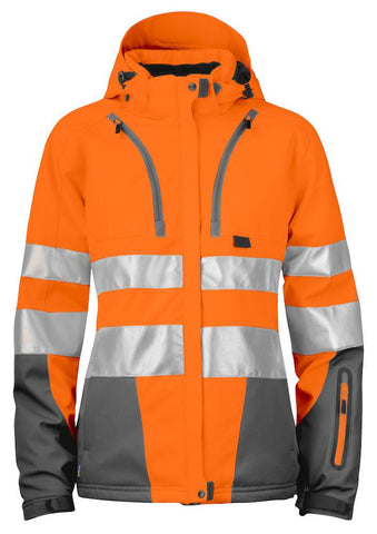 Projob DAMEN Warnschutz-Jacke, 3-lagig Gefüttert aus Softshell, EN ISO 20471 Klasse 3