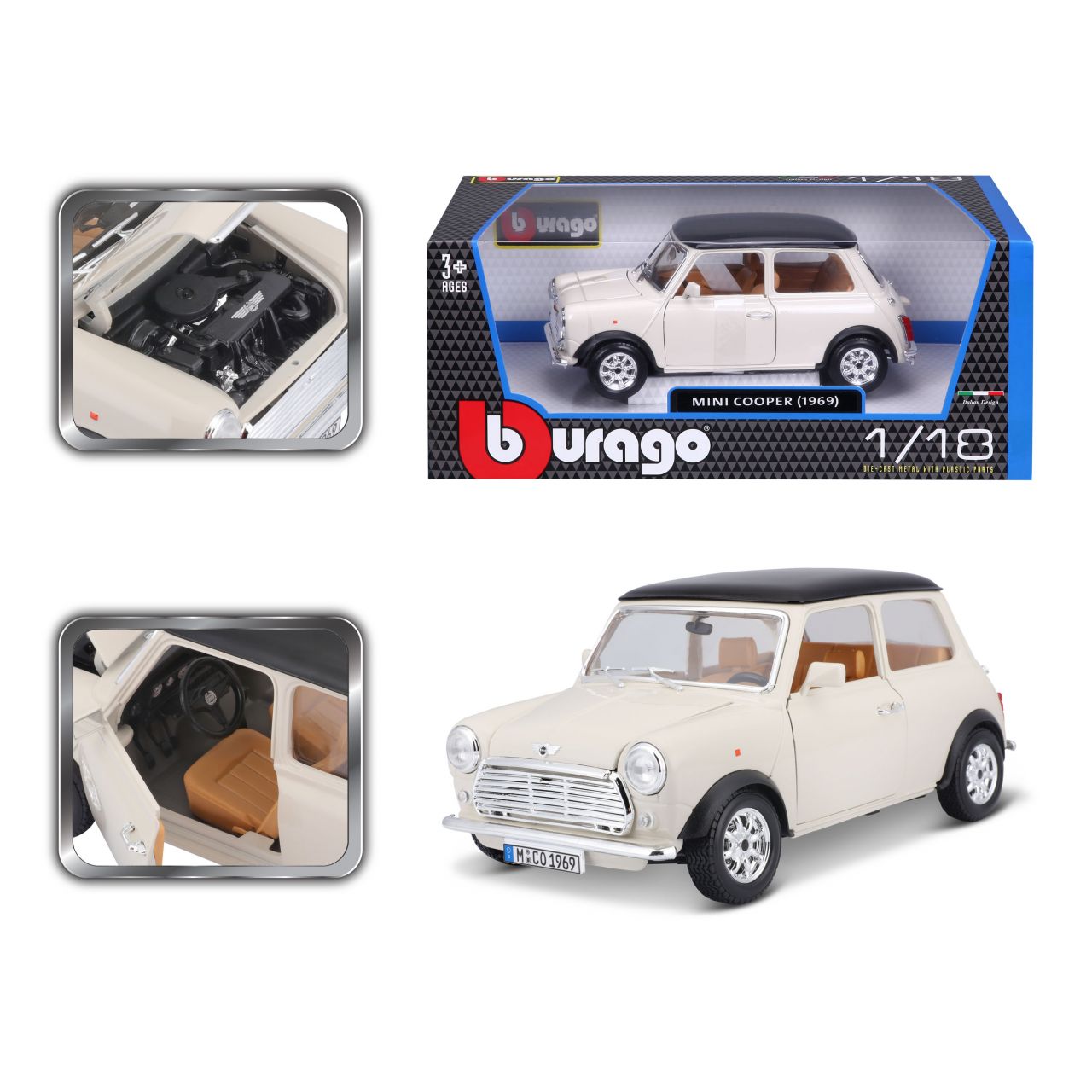 Mini Cooper 1969 1/18 beige