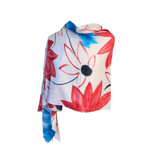 AISHITERU - Liraya Cashmere Shawl - Hand-Painted Bloom – Wearable Art 🎨✨