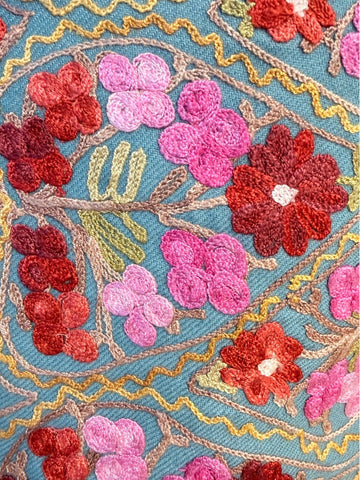AISHITERU - Blooming Reverie Embroidered Wool Shawl - Vibrant floral elegance 🌺✨
