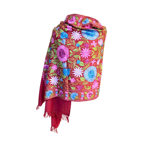AISHITERU - Zafira Embroidered Wool Shawl - Garden-fresh warmth for every ensemble ✨🌸