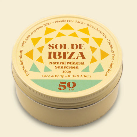 Sol de Ibiza Waterless Solid Sunscreen SPF 30 – Organic Sun Protection Butter (100g)