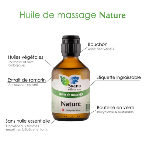 Syana Huile de Massage Nature – Pure, Natural, and Hypoallergenic 🌿